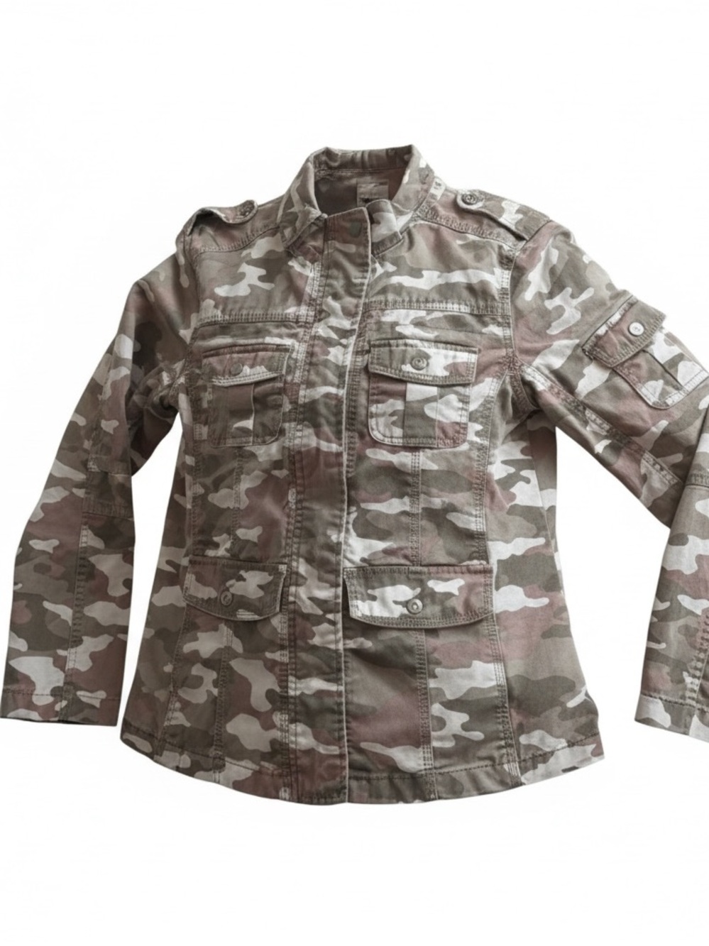 Kensie Camo Jean Jacket in Pink & Tan